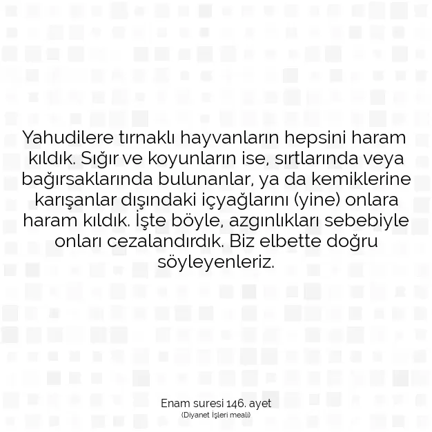 Ayetbul | Kuran Mealleri | Quran | Enam suresi 146. ayet