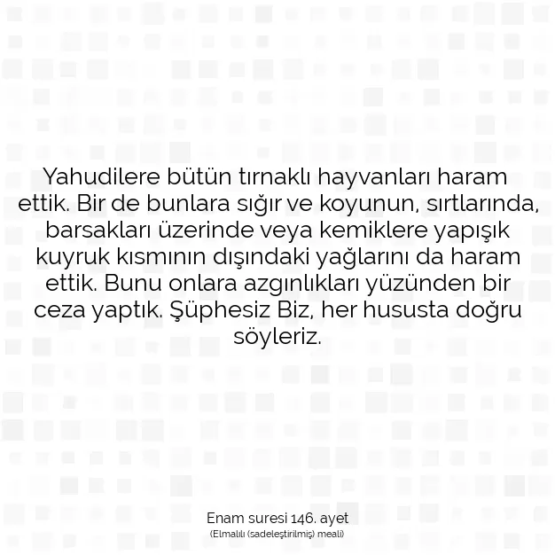 Ayetbul | Kuran Mealleri | Quran | Enam suresi 146. ayet