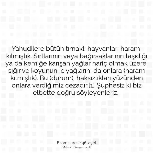 Ayetbul | Kuran Mealleri | Quran | Enam suresi 146. ayet