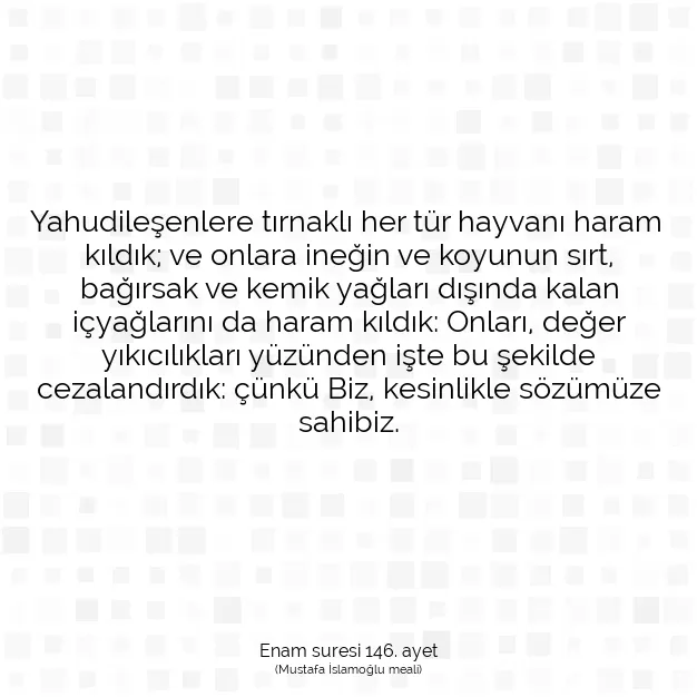 Ayetbul | Kuran Mealleri | Quran | Enam suresi 146. ayet