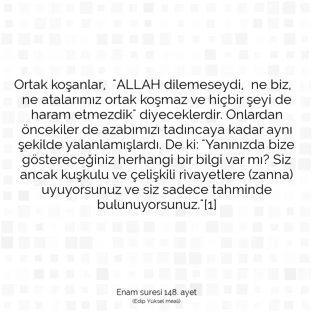 Ayetbul | Kuran Mealleri | Quran | Enam suresi 148. ayet