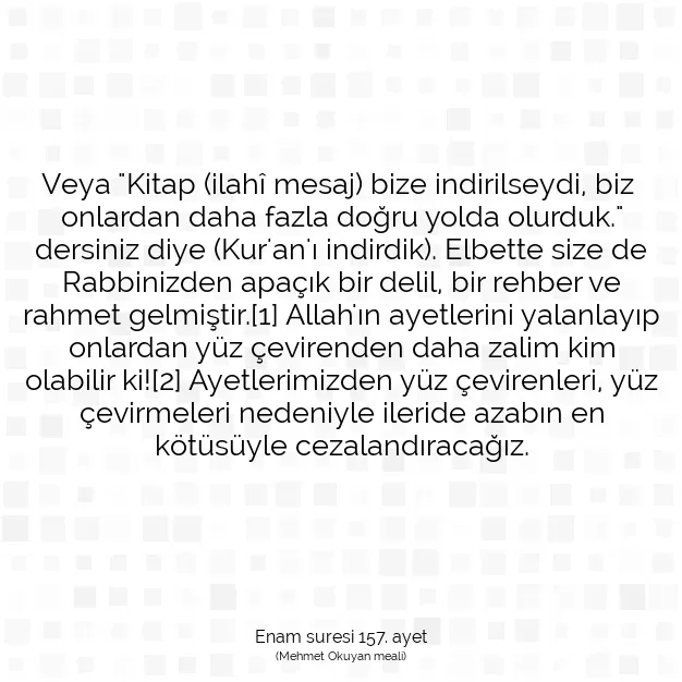 Ayetbul | Kuran Mealleri | Quran | Enam suresi 157. ayet