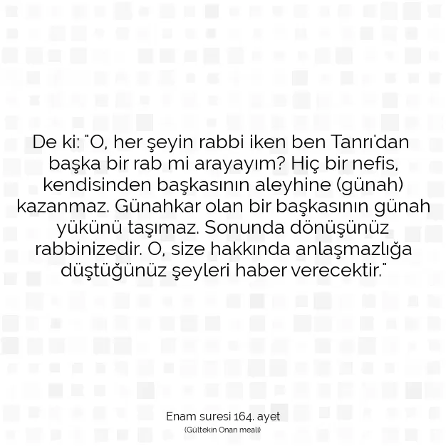 Ayetbul | Kuran Mealleri | Quran | Enam suresi 164. ayet