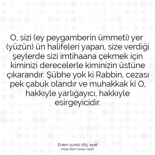 Ayetbul | Kuran Mealleri | Quran | Enam suresi 165. ayet