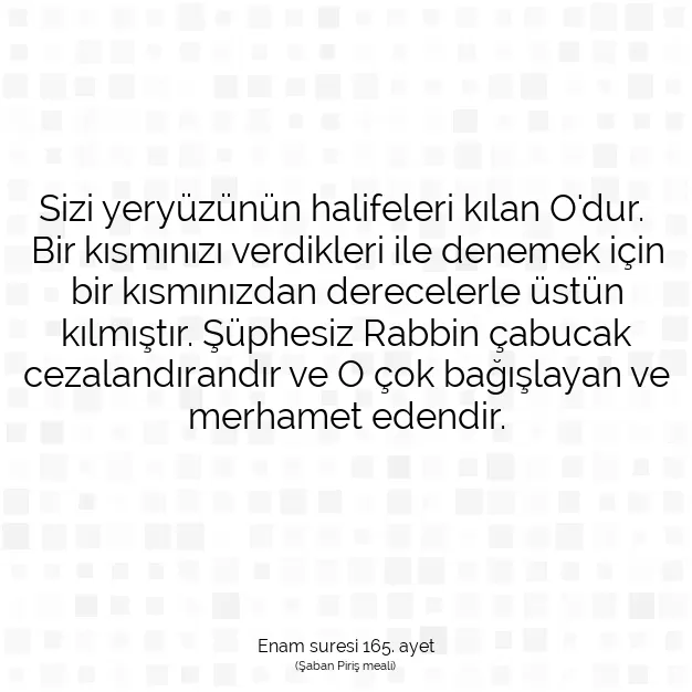 Ayetbul | Kuran Mealleri | Quran | Enam suresi 165. ayet