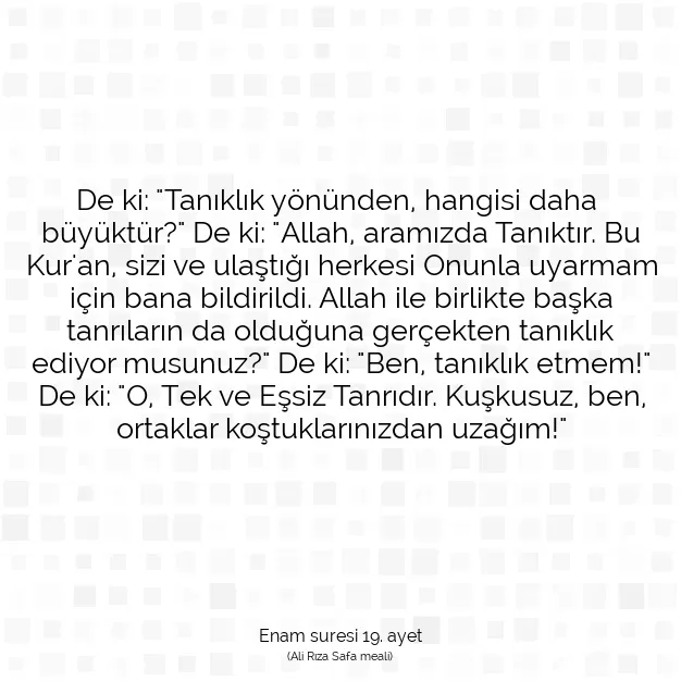 Ayetbul | Kuran Mealleri | Quran | Enam suresi 19. ayet