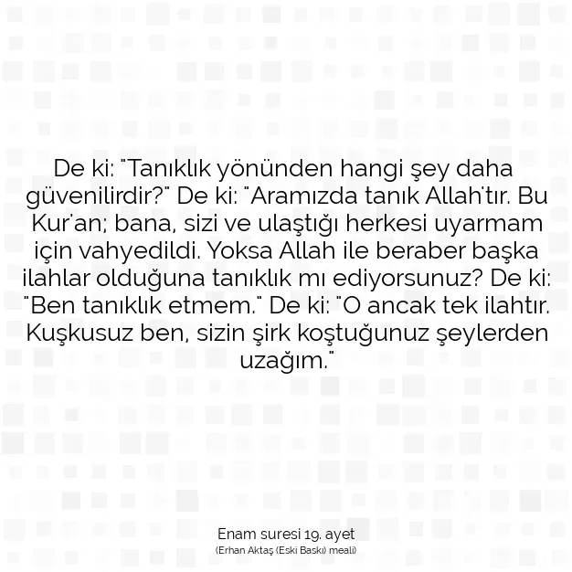 Ayetbul | Kuran Mealleri | Quran | Enam suresi 19. ayet