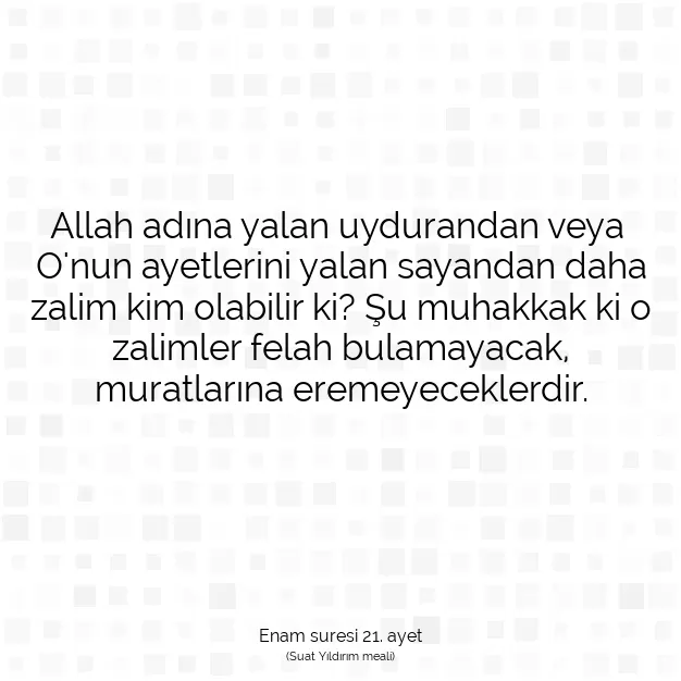 Ayetbul | Kuran Mealleri | Quran | Enam suresi 21. ayet