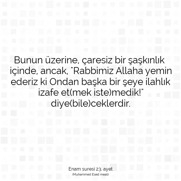 Ayetbul | Kuran Mealleri | Quran | Enam suresi 23. ayet