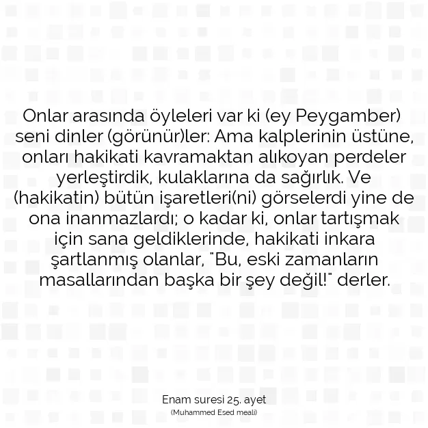 Ayetbul | Kuran Mealleri | Quran | Enam suresi 25. ayet