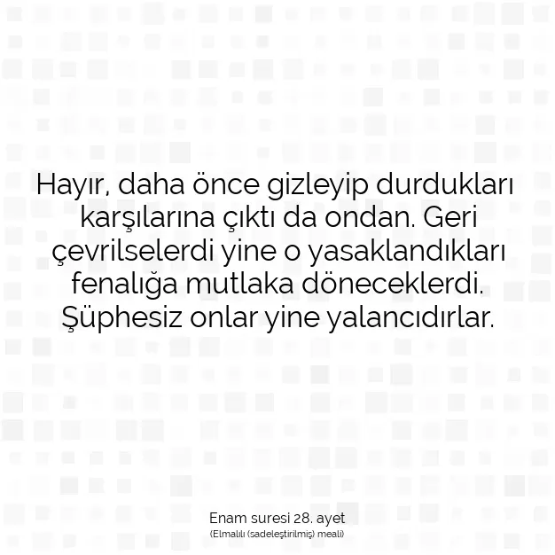 Ayetbul | Kuran Mealleri | Quran | Enam suresi 28. ayet