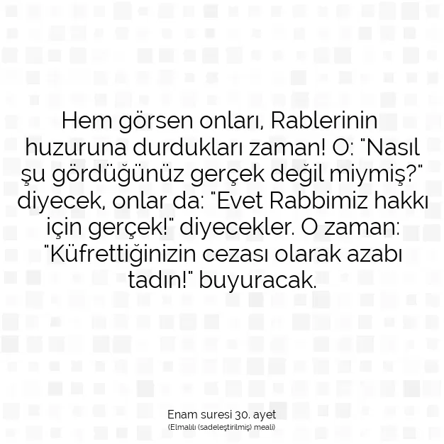 Ayetbul | Kuran Mealleri | Quran | Enam suresi 30. ayet