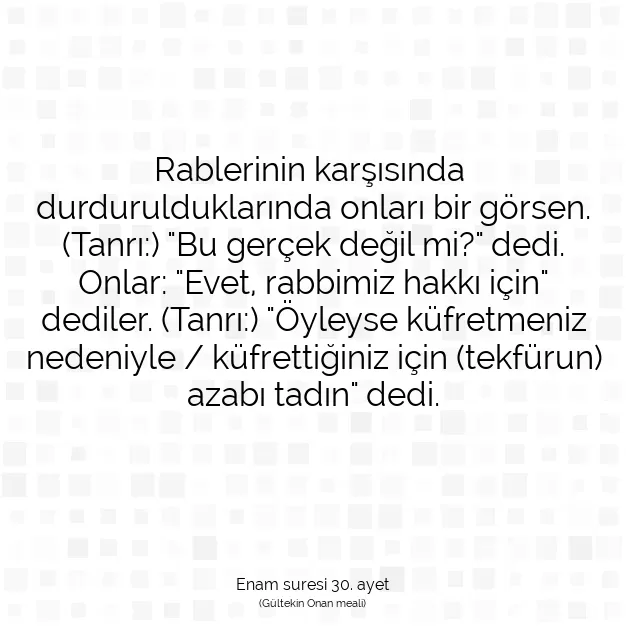 Ayetbul | Kuran Mealleri | Quran | Enam suresi 30. ayet