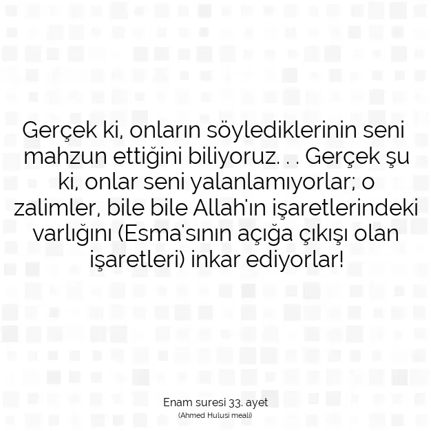 Ayetbul | Kuran Mealleri | Quran | Enam suresi 33. ayet