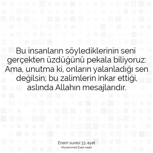 Ayetbul | Kuran Mealleri | Quran | Enam suresi 33. ayet