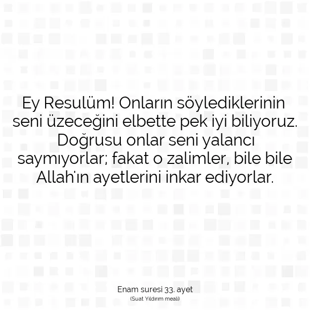 Ayetbul | Kuran Mealleri | Quran | Enam suresi 33. ayet