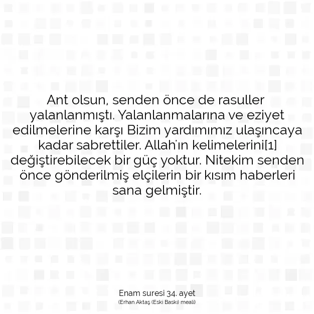 Ayetbul | Kuran Mealleri | Quran | Enam suresi 34. ayet