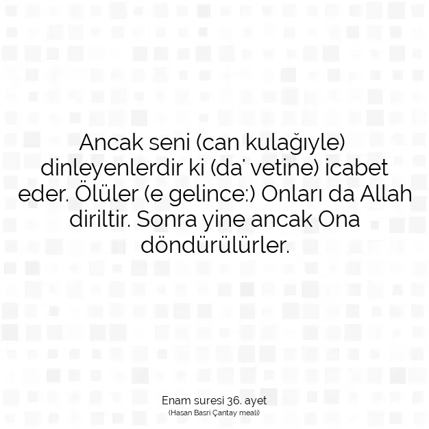 Ayetbul | Kuran Mealleri | Quran | Enam suresi 36. ayet