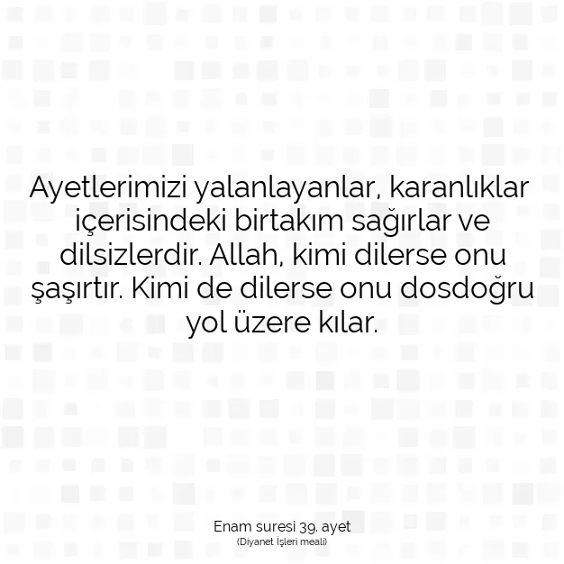 Ayetbul | Kuran Mealleri | Quran | Enam suresi 39. ayet