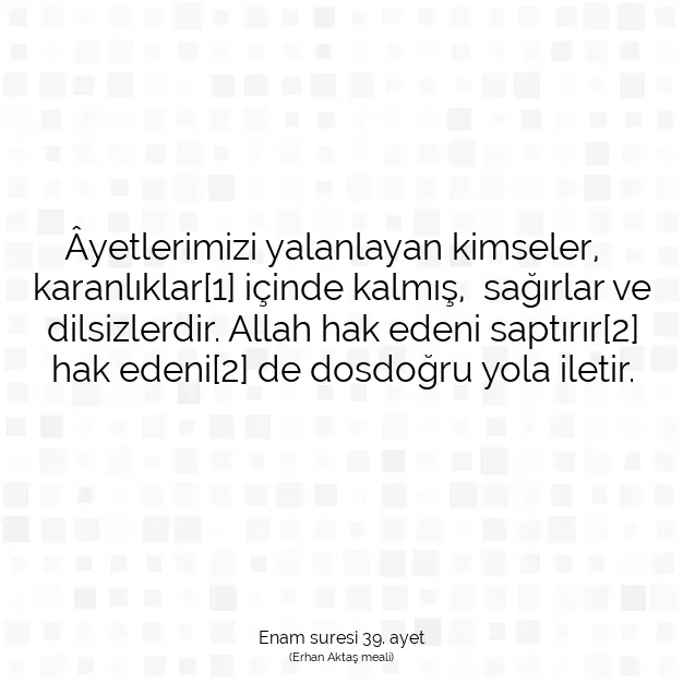 Ayetbul | Kuran Mealleri | Quran | Enam suresi 39. ayet