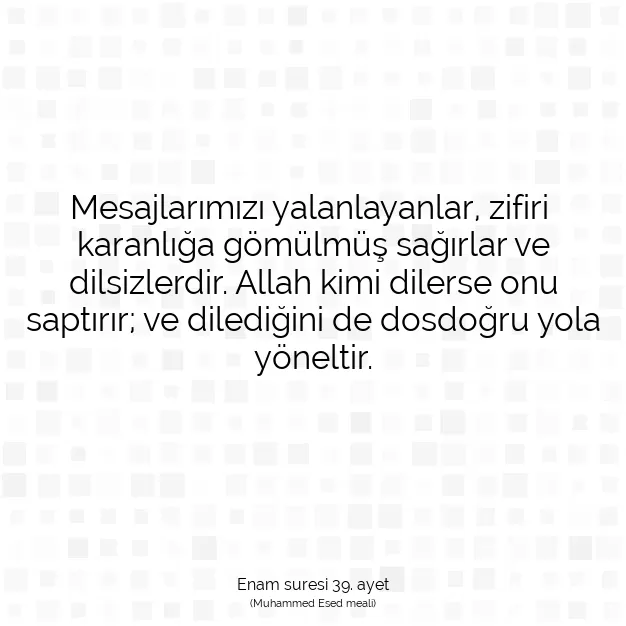 Ayetbul | Kuran Mealleri | Quran | Enam suresi 39. ayet