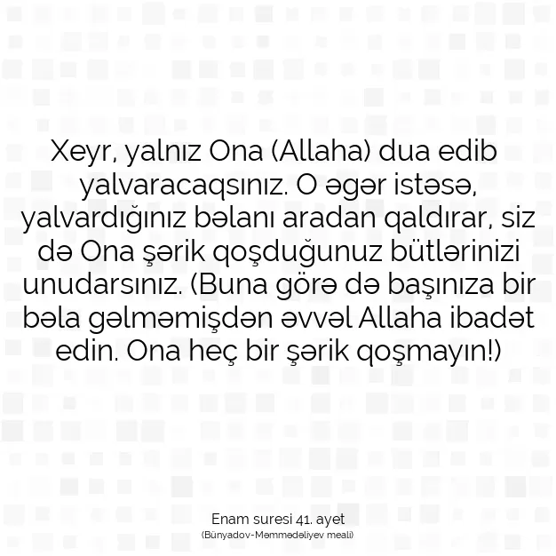 Ayetbul | Kuran Mealleri | Quran | Enam suresi 41. ayet