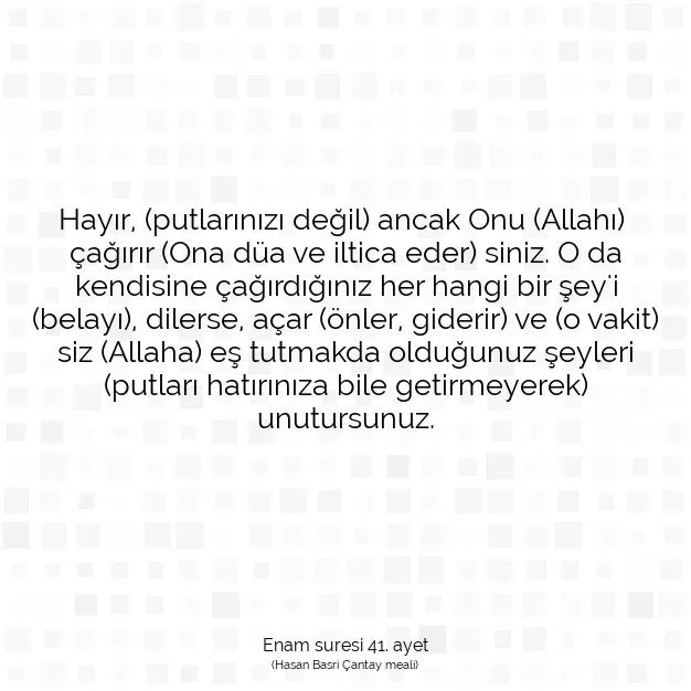 Ayetbul | Kuran Mealleri | Quran | Enam suresi 41. ayet