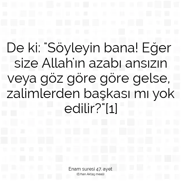 Ayetbul | Kuran Mealleri | Quran | Enam suresi 47. ayet