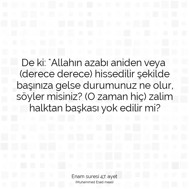 Ayetbul | Kuran Mealleri | Quran | Enam suresi 47. ayet