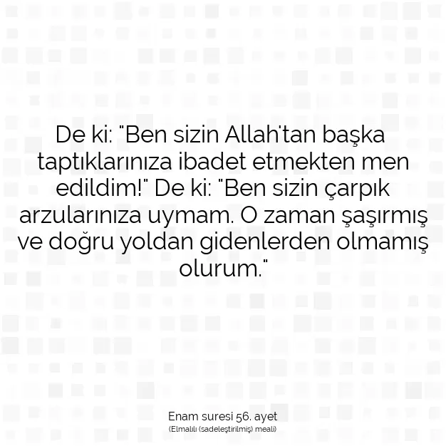 Ayetbul | Kuran Mealleri | Quran | Enam suresi 56. ayet