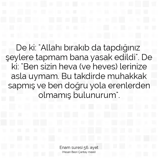 Ayetbul | Kuran Mealleri | Quran | Enam suresi 56. ayet