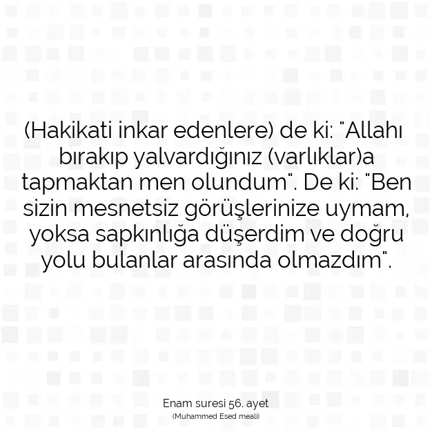 Ayetbul | Kuran Mealleri | Quran | Enam suresi 56. ayet