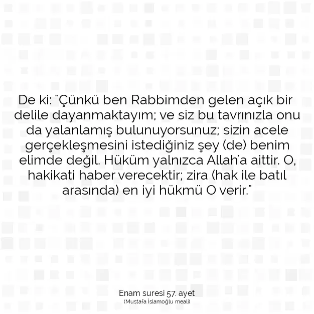 Ayetbul | Kuran Mealleri | Quran | Enam suresi 57. ayet