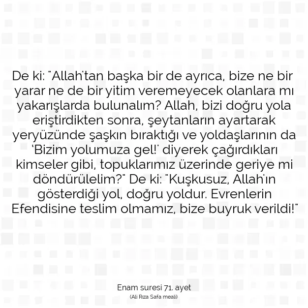 Ayetbul | Kuran Mealleri | Quran | Enam suresi 71. ayet