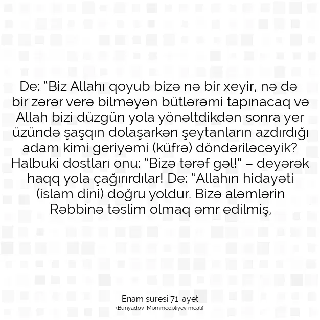 Ayetbul | Kuran Mealleri | Quran | Enam suresi 71. ayet