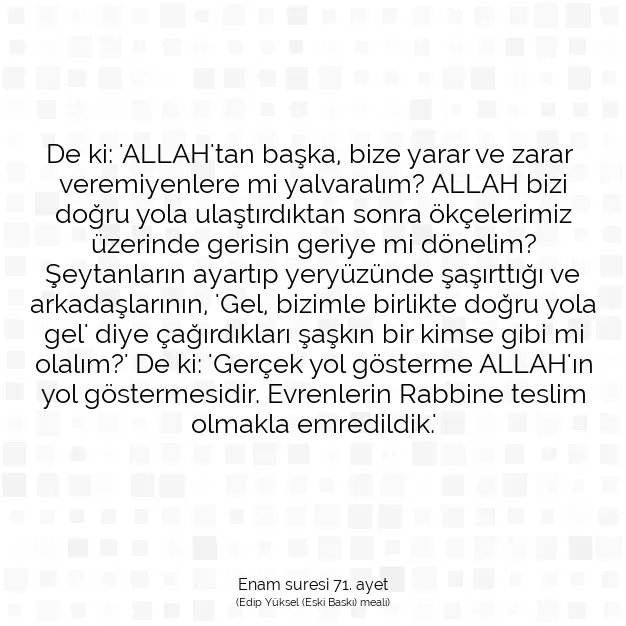 Ayetbul | Kuran Mealleri | Quran | Enam suresi 71. ayet