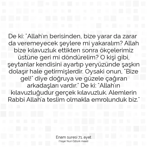 Ayetbul | Kuran Mealleri | Quran | Enam suresi 71. ayet