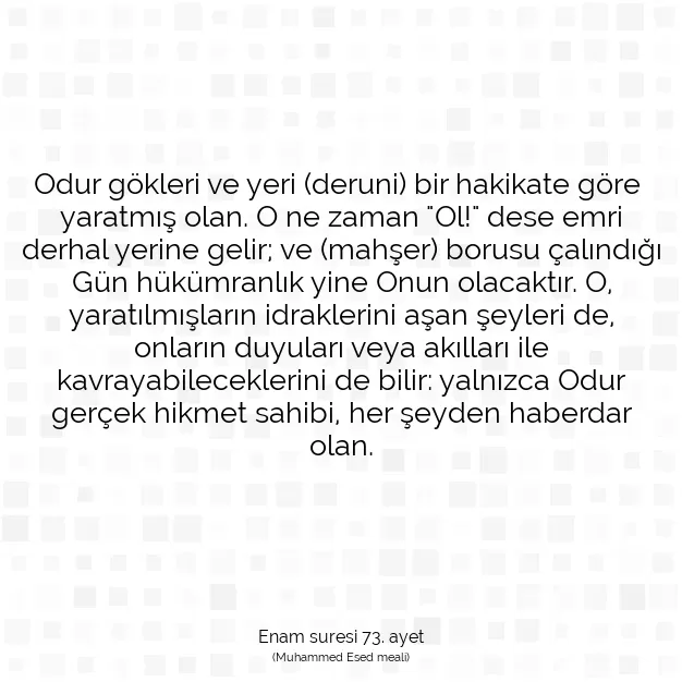 Ayetbul | Kuran Mealleri | Quran | Enam suresi 73. ayet