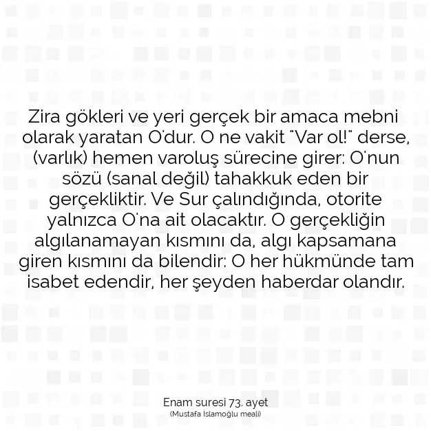 Ayetbul | Kuran Mealleri | Quran | Enam suresi 73. ayet