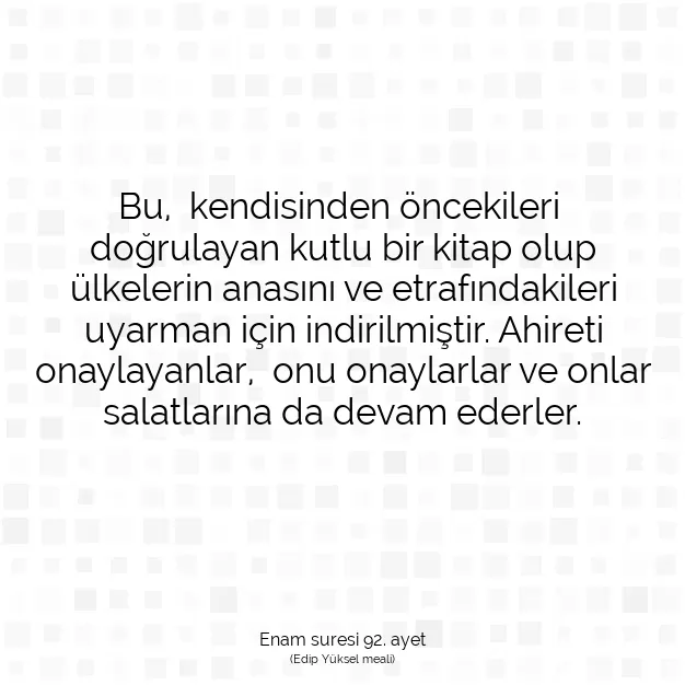 Ayetbul | Kuran Mealleri | Quran | Enam suresi 92. ayet