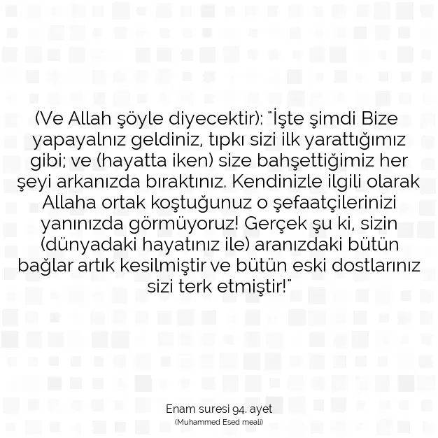 Ayetbul | Kuran Mealleri | Quran | Enam suresi 94. ayet