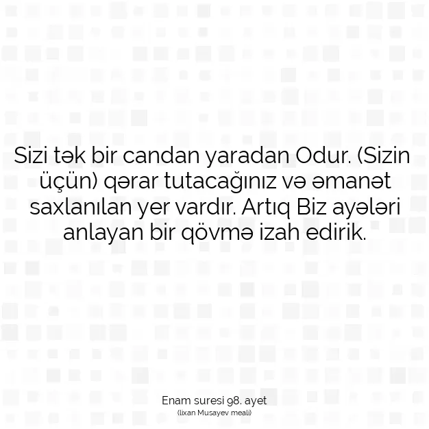 Ayetbul | Kuran Mealleri | Quran | Enam suresi 98. ayet