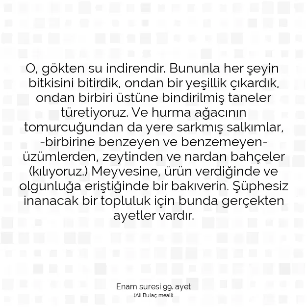 Ayetbul | Kuran Mealleri | Quran | Enam suresi 99. ayet