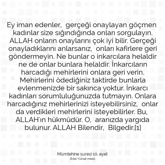 Ayetbul | Kuran Mealleri | Quran | Mümtehine suresi 10. ayet