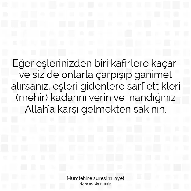 Ayetbul | Kuran Mealleri | Quran | Mümtehine suresi 11. ayet