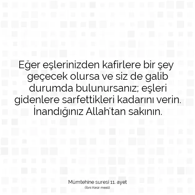 Ayetbul | Kuran Mealleri | Quran | Mümtehine suresi 11. ayet