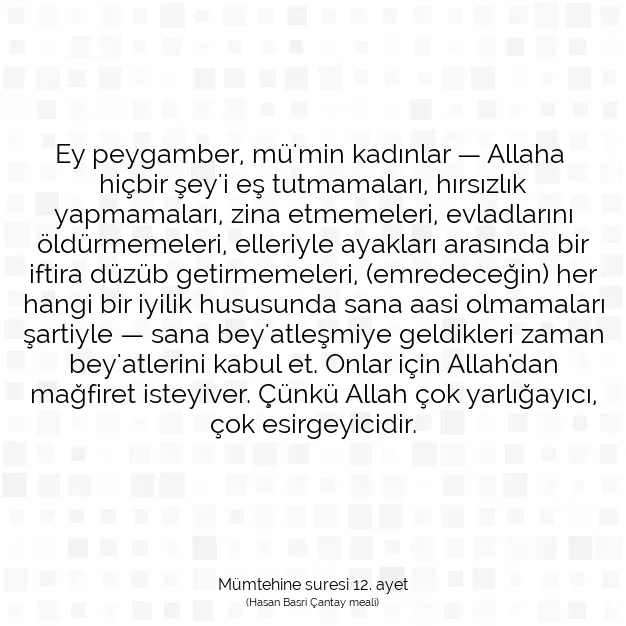 Ayetbul | Kuran Mealleri | Quran | Mümtehine suresi 12. ayet