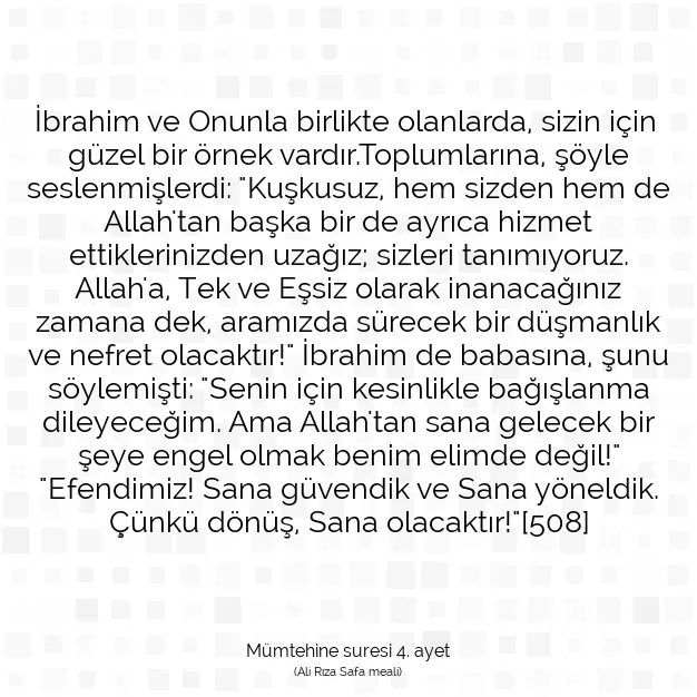 Ayetbul | Kuran Mealleri | Quran | Mümtehine suresi 4. ayet