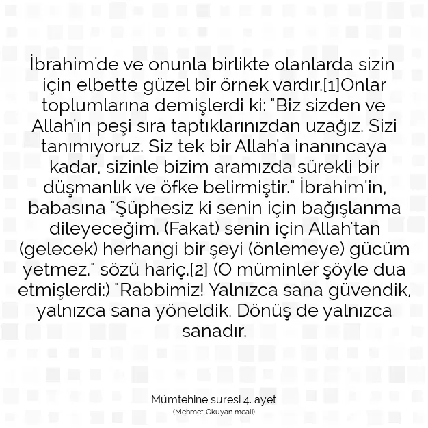 Ayetbul | Kuran Mealleri | Quran | Mümtehine suresi 4. ayet