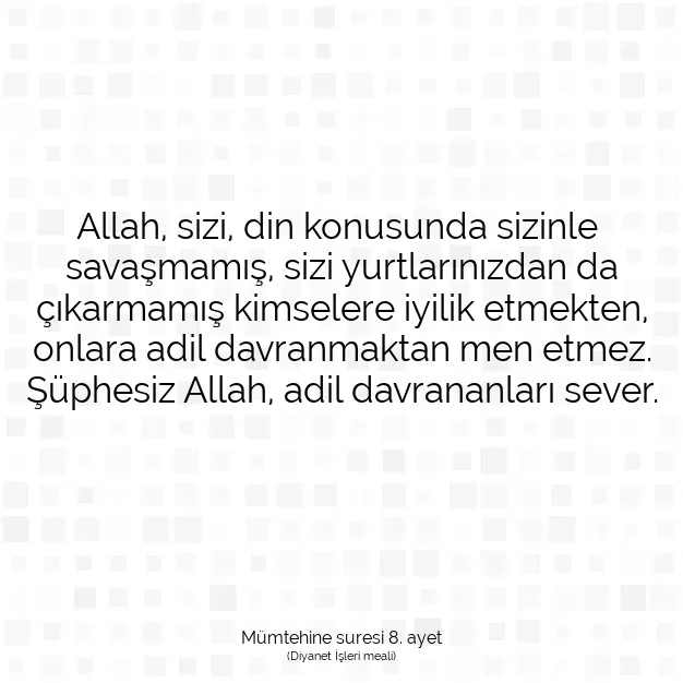 Ayetbul | Kuran Mealleri | Quran | Mümtehine suresi 8. ayet